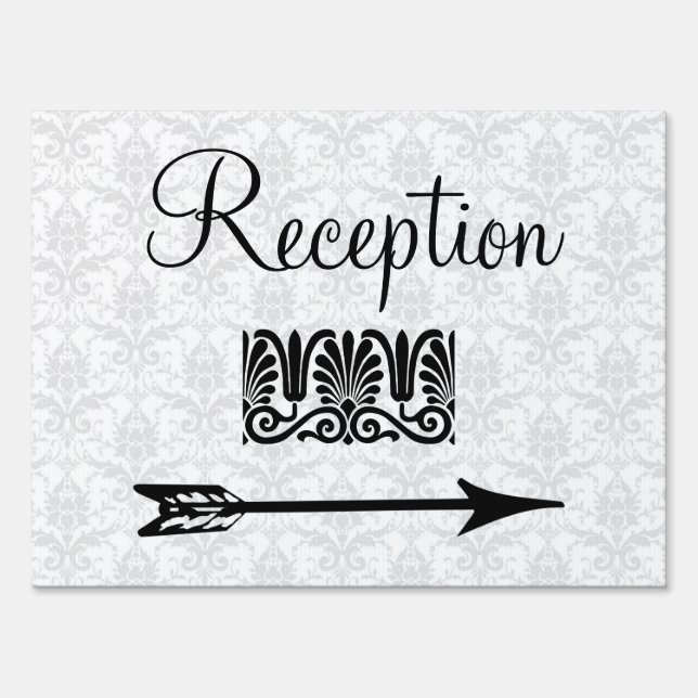 Elegant Wedding Reception Directional Arrow Yard Sign (Front)