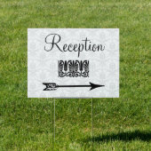 Elegant Wedding Reception Directional Arrow Yard Sign (Insitu)