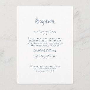 Elegant Wedding Reception Dusty Blue Chic Enclosure Card