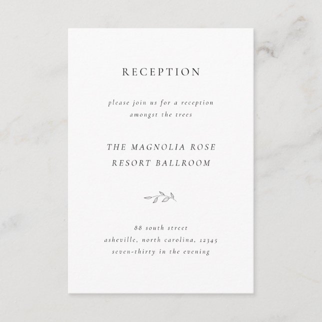 Elegant Wedding Reception Enclosure Card (Front)