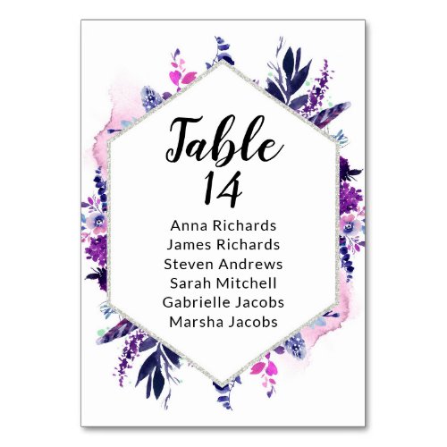 Elegant Wedding Reception Guest Seating Chart Table Number