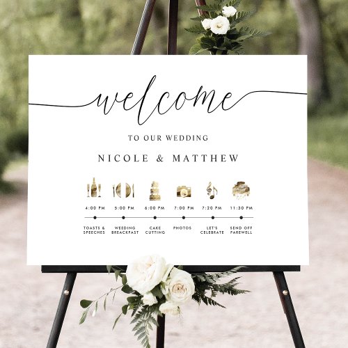 Elegant Wedding Reception Order of Events Sign