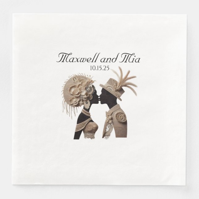 Elegant Wedding Reception Paper Napkins (Front)