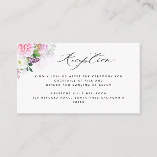 Elegant Wedding Reception Pink Joyful Floral Enclosure Card
