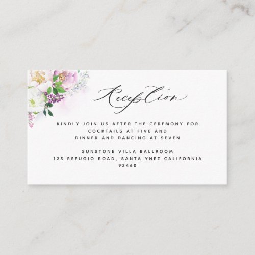 Elegant Wedding Reception Purple Joyful Floral  Enclosure Card