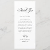Modern Hand Script Wedding Place Setting Thank You Menu