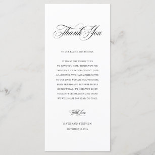 Elegant Wedding Reception Table Thank You Card 