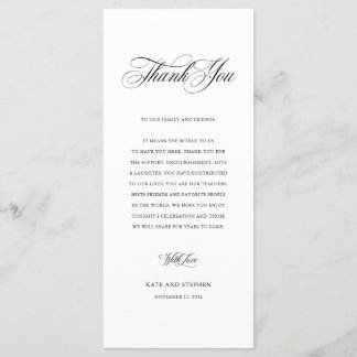 Elegant Wedding Reception Table Thank You Card