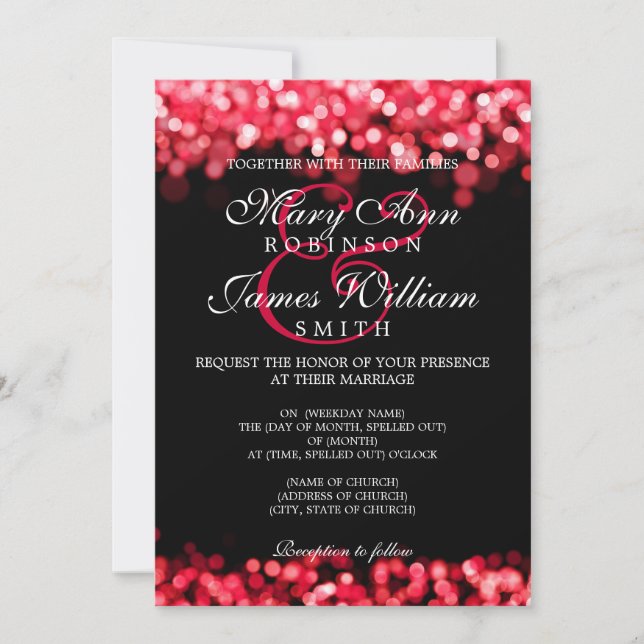 Elegant Wedding Red Lights Invitation (Front)