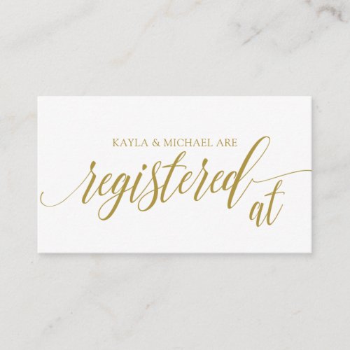 Elegant Wedding Registered At Registry Cards_ Gold Enclosure Card
