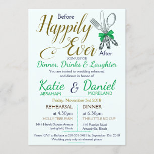 Elegant Wedding Rehearsal Customized Dinner RSVP Invitation