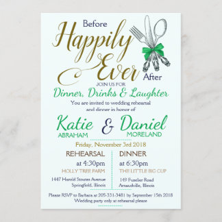 Elegant Wedding Rehearsal Customized Dinner RSVP Invitation