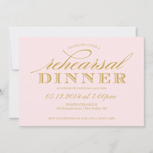 Elegant Wedding Rehearsal Dinner Invitation