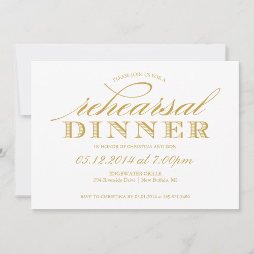 Elegant Wedding Rehearsal Dinner Invitation
