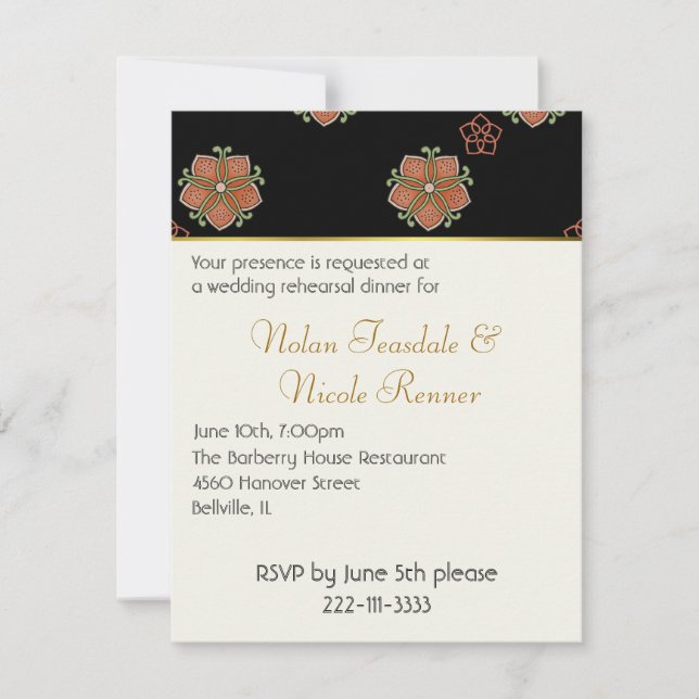 Elegant Wedding Rehearsal Dinner Invitation (Front)