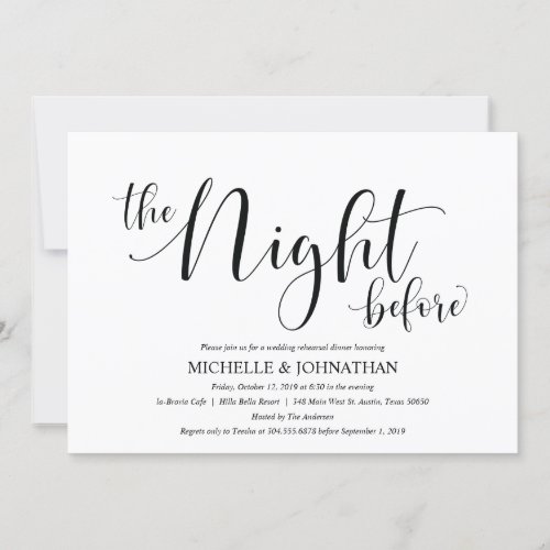 Elegant Wedding Rehearsal Dinner Invitation Card