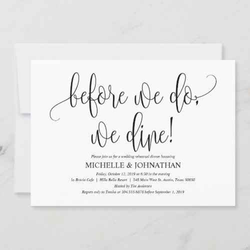 Elegant Wedding Rehearsal Dinner Invitation Card