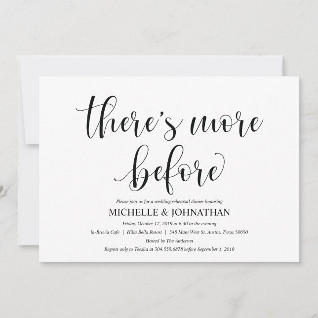 Elegant Wedding Rehearsal Dinner Invitation Card (Front)