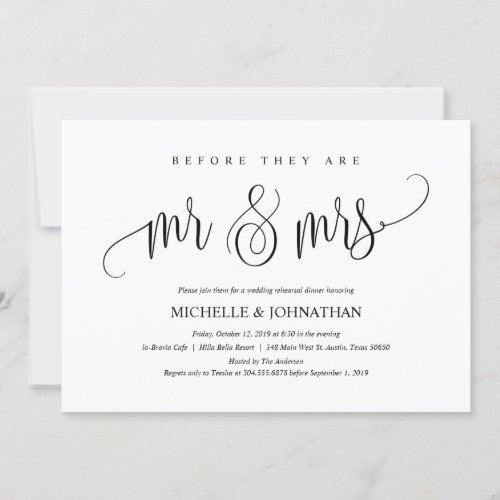 Elegant Wedding Rehearsal Dinner Invitation Card