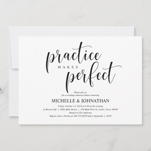 Elegant Wedding Rehearsal Dinner Invitation Card (Front)