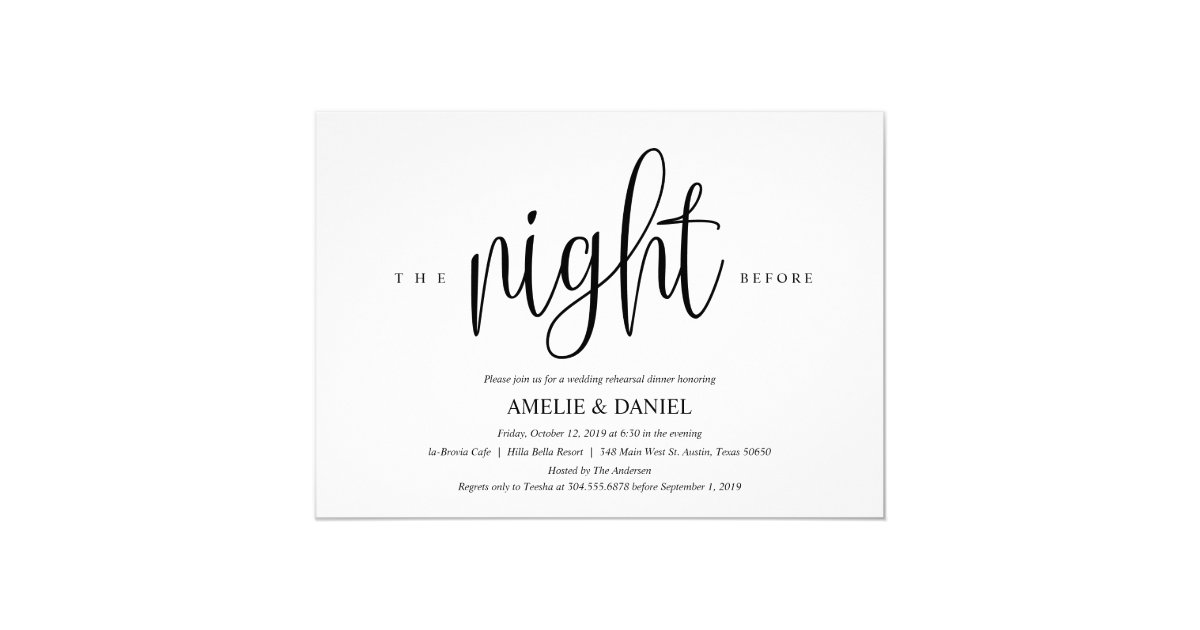 Elegant Wedding Rehearsal Dinner Invitation Card Zazzle com