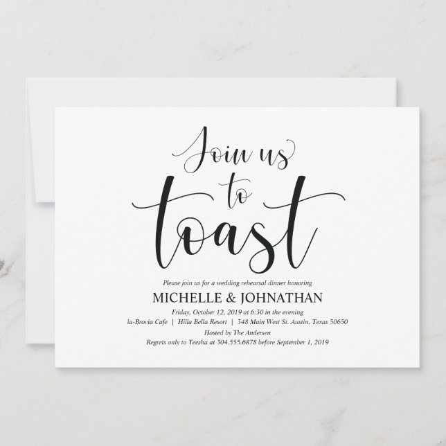 Elegant Wedding Rehearsal Dinner Invitation Card (Front)