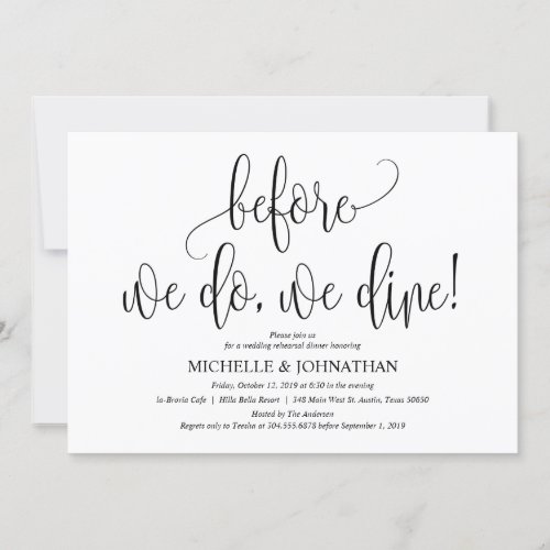 Elegant Wedding Rehearsal Dinner Invitation Card