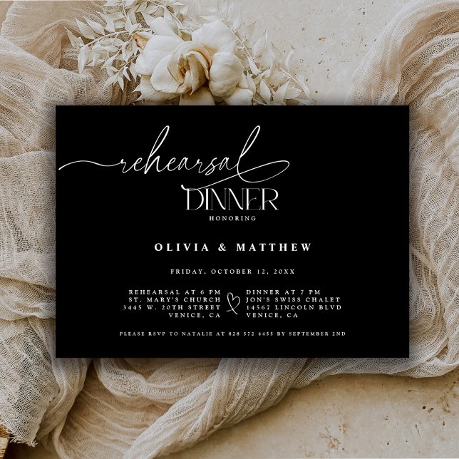 Elegant Wedding Rehearsal Dinner The Night Before Invitation (Creator Uploaded)