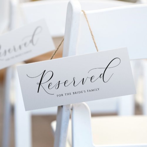 Elegant Wedding Reserved Sign to Hang on Chairs