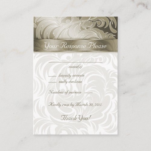Elegant Wedding Response Cards Floral Leaf Gold Business Card Templates