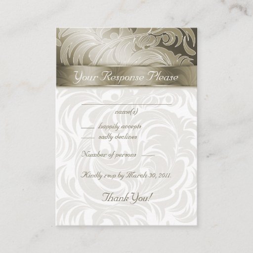 Customizable Elegant Wedding Response Cards Floral Leaf Gold Business Card Templates