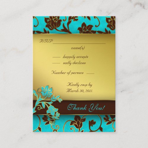 Elegant Wedding Response Cards Gold Floral BB Business Card Templates