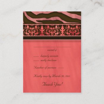 Elegant Wedding Response Cards  Zebra Damask Cb by WeddingShop88 at Zazzle