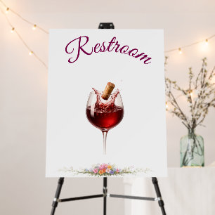 Elegant Wedding Restroom Sign white Wine Glass