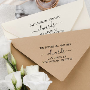 Elegant Wedding Return Address Future Mr and Mrs Rubber Stamp