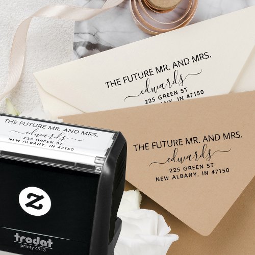 Elegant Wedding Return Address Future Mr and Mrs Self_inking Stamp