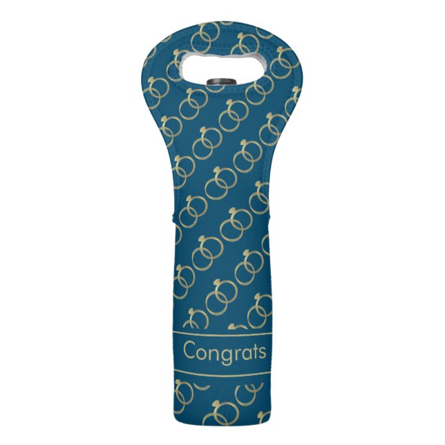 Elegant Wedding Ring Congrats Gold Wine Bag (Front)