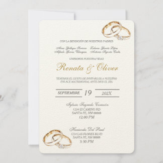 Elegant wedding ring Spanish Invitation