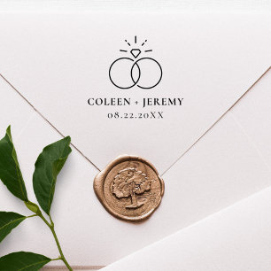 Elegant Wedding Rings Custom Save The Date Rubber Stamp