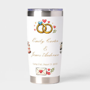 Elegant Wedding Rings & Hearts Personalized Tumble Insulated Tumbler