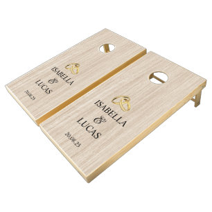 Elegant Wedding Rings Monogram Custom Cornhole Set