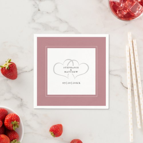 Elegant Wedding Romantic Hearts Dusty Rose Paper Napkins