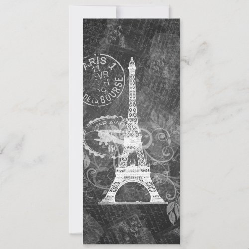 Elegant Wedding Romantic Paris Black Announcements