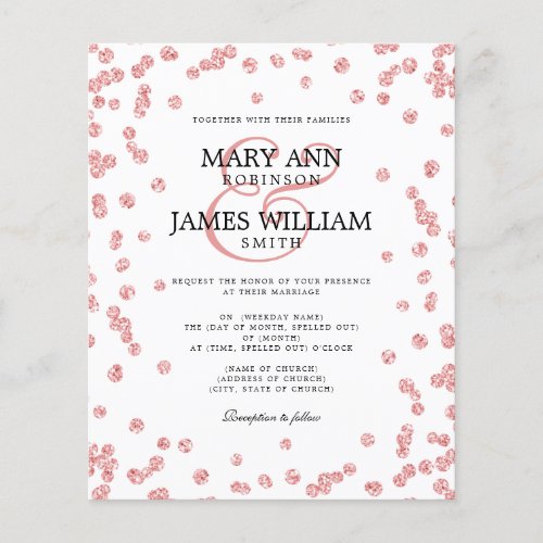 Elegant Wedding Rose Gold Glitter Confetti  Flyer