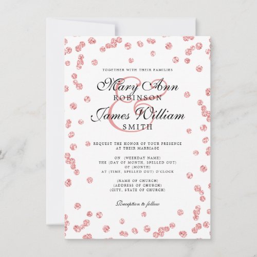 Elegant Wedding Rose Gold Glitter Confetti  Invitation