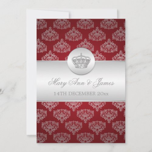 Elegant Wedding Royal Crown Red Invitation