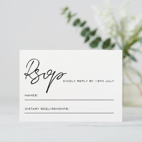 Elegant Wedding RSVP Card with QR Code on back