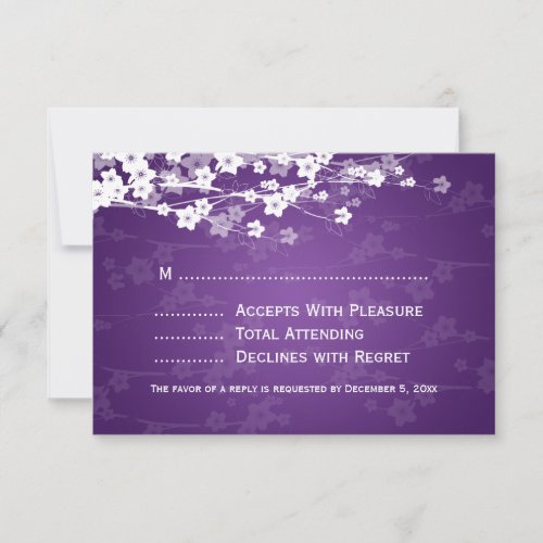 Elegant Wedding RSVP Cherry Blossom Purple