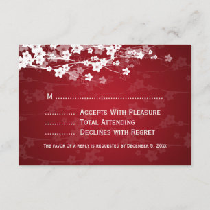 Elegant Wedding RSVP Cherry Blossom Red