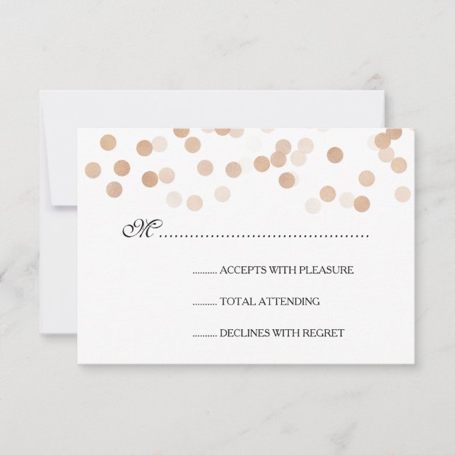 Elegant Wedding RSVP Copper Foil Glitter Lights (Front)